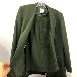 Talbots military green wool jacket blazer short suit set top size 8 shorts sz 10